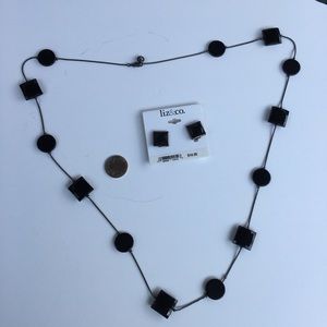 Liz & Co. Woman’s Necklace & Clip on earrings Blac